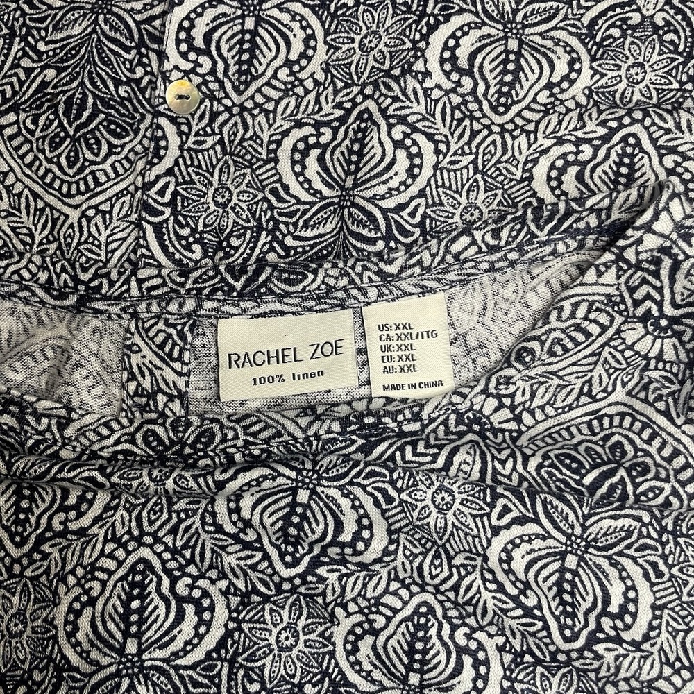Rachel Zoe 100% LINEN Shirt Women's 2X Floral Scoop Neck Sleeveless Boho Top - Picture 5 of 6